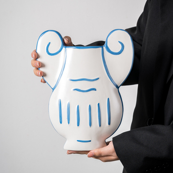 Κεραμικό βάζο λουλουδιών, χειροποίητο αισθητικός διακοσμητικός για σαλόνι και είσοδος; Υλικό: κεραμικά; Επιφάνεια: Άλλο; Μη εισαγόμενο; Δώρο: Όχι