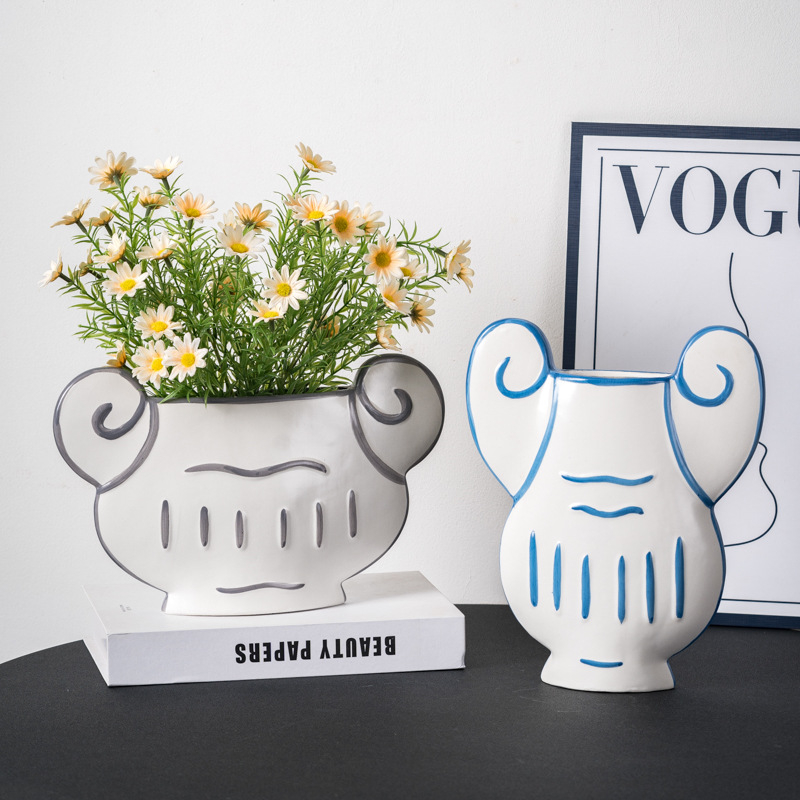 Κεραμικό βάζο λουλουδιών, χειροποίητο αισθητικός διακοσμητικός για σαλόνι και είσοδος; Υλικό: κεραμικά; Επιφάνεια: Άλλο; Μη εισαγόμενο; Δώρο: Όχι