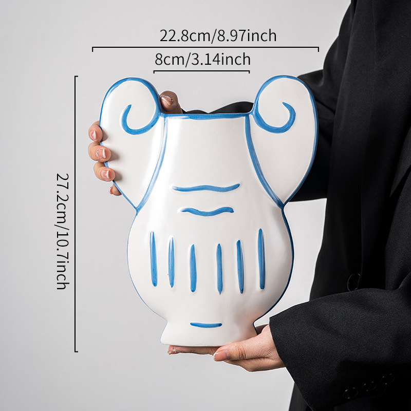 Κεραμικό βάζο λουλουδιών, χειροποίητο αισθητικός διακοσμητικός για σαλόνι και είσοδος; Υλικό: κεραμικά; Επιφάνεια: Άλλο; Μη εισαγόμενο; Δώρο: Όχι