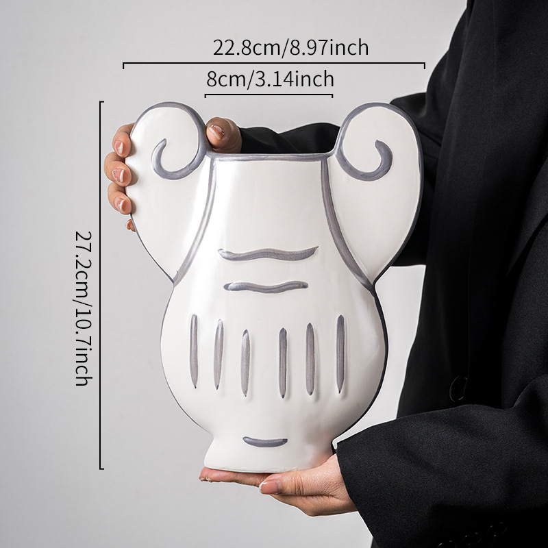 Κεραμικό βάζο λουλουδιών, χειροποίητο αισθητικός διακοσμητικός για σαλόνι και είσοδος; Υλικό: κεραμικά; Επιφάνεια: Άλλο; Μη εισαγόμενο; Δώρο: Όχι