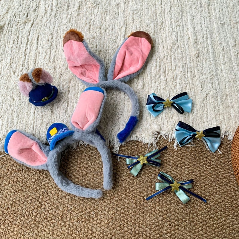 Juukseeklipsid ja juuksebandid tüdrukutele karikatuurilise küüliku politseinik motiiviga, kangas