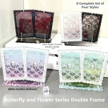 Akrila Polaroīd galda foto rāmis ar tauriņiem un ziediem, 0,5 cm biezums