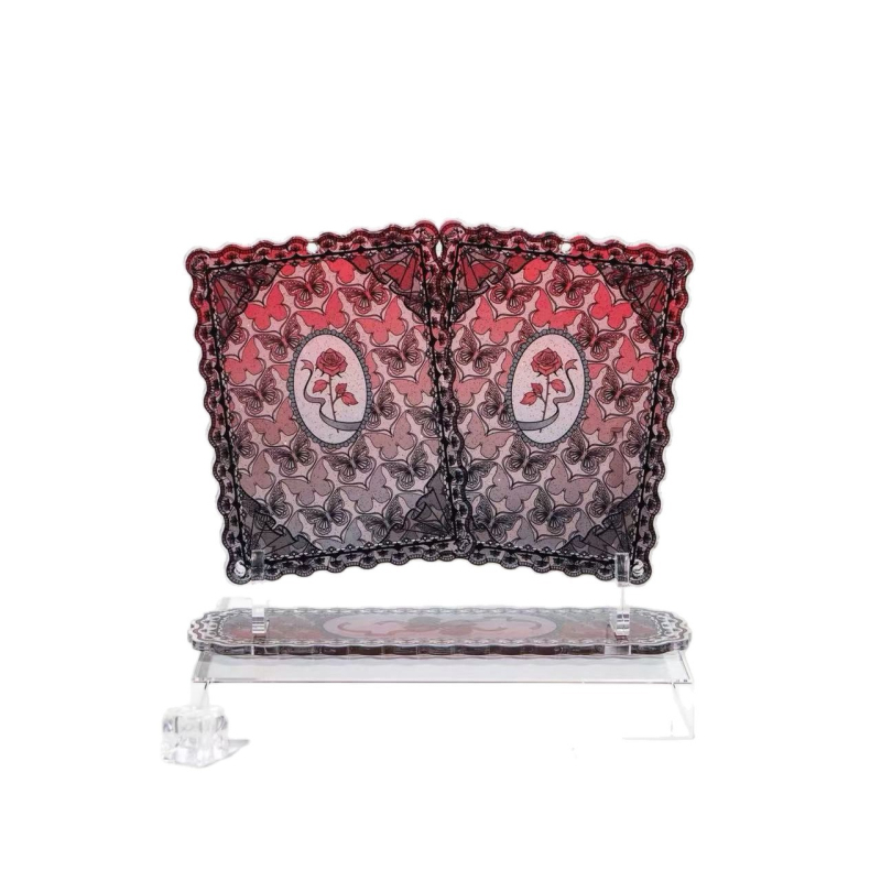 Акрилна настолна фоторамка Полароид с пеперуди и цветя, дебелина 0,5 см