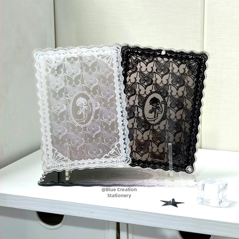 Akrila Polaroīd galda foto rāmis ar tauriņiem un ziediem, 0,5 cm biezums