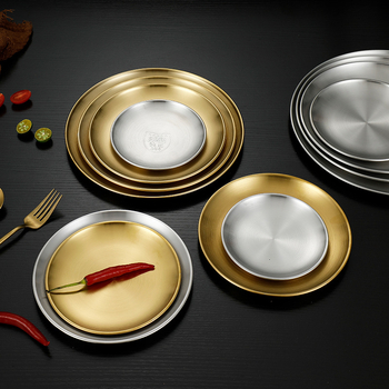 Πλάκα μπάρμπεκιου από ανοξείδωτο ατσάλι, στρογγυλή, ηλεκτροπλατινοποιημένη επιφάνεια, Σκανδιναβικό στυλ, απλό μοτίβο