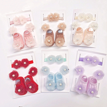 Laste tüdrukute juukse aksessuaaride komplekt – käsitöö, pärlilille motiiviga, printsesside sari; sisaldab juuksebandi, juukseklipse ja väikesi sokke