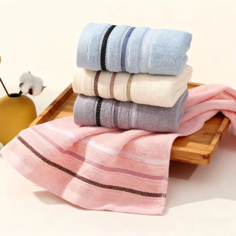 Jacquard pamučni ručnik za lice, uzorak pšeničnih klasova, 50–80 g, 14 vlakana