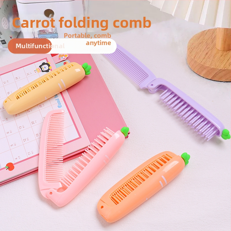 Lastele mõeldud porgandi kujuline kokkupandav kamm pikkadele juustele — kaasaskantav, kaheotstarbeline sirgestamiseks ja lokkide tekitamiseks