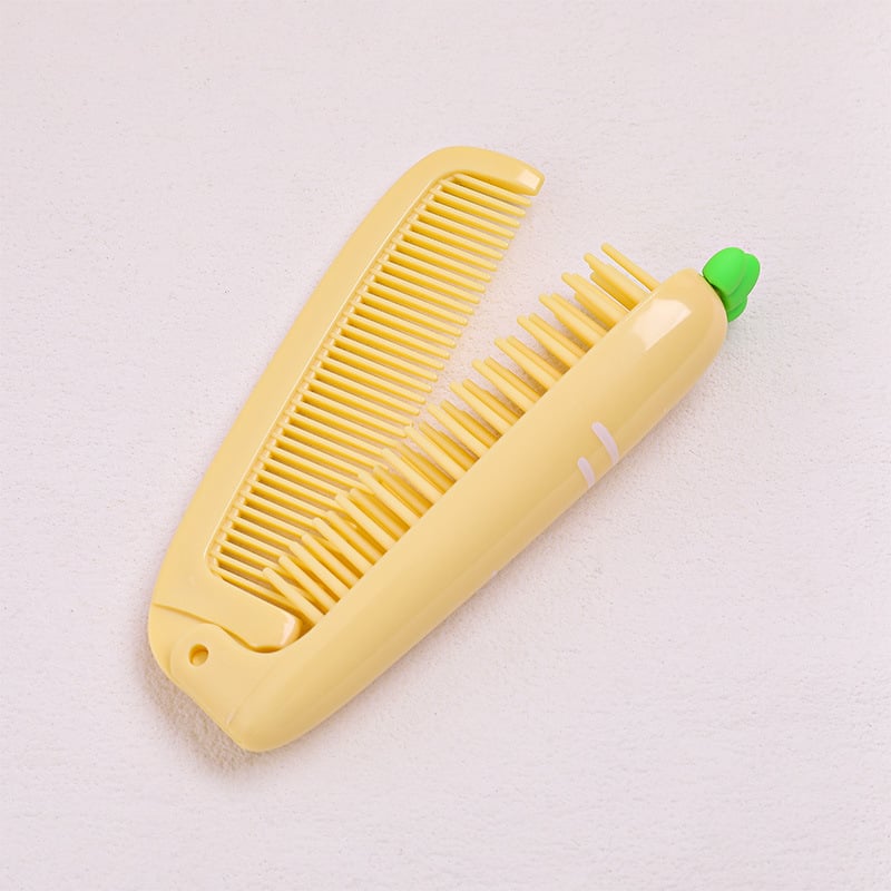Lastele mõeldud porgandi kujuline kokkupandav kamm pikkadele juustele — kaasaskantav, kaheotstarbeline sirgestamiseks ja lokkide tekitamiseks