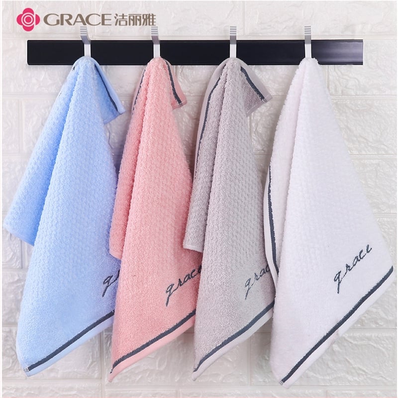 Grace JieLiya kvadratni ručnik od 100% pamuka s ušivenim logom, 42 g, upijanje 0–5 s, pređa 21/32s