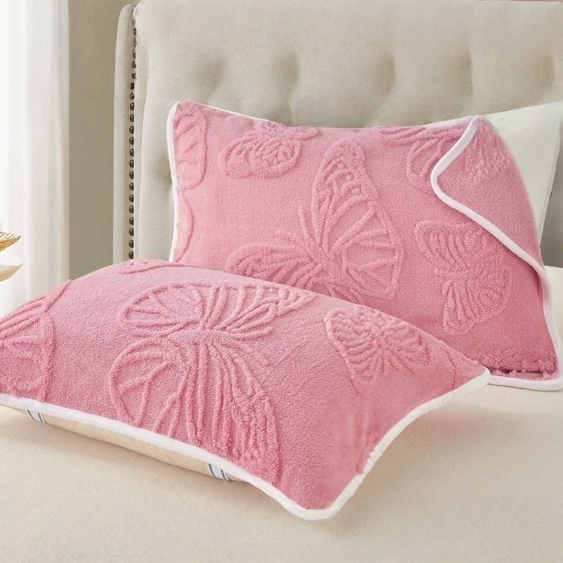 Set de două fețe de pernă Fushini, din coral fleece