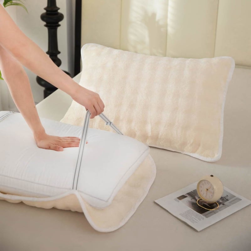 Fețe de pernă (pereche) - Anti Head Oil, catifea dublă pe ambele fețe, rezistente la pete, pentru iarnă, grosime suplimentară (Brand: Nothing; Material: Pure cotton; Categorie: Fețe de pernă; Tipărire logo: Nu este posibil; Personalizare: Nu)