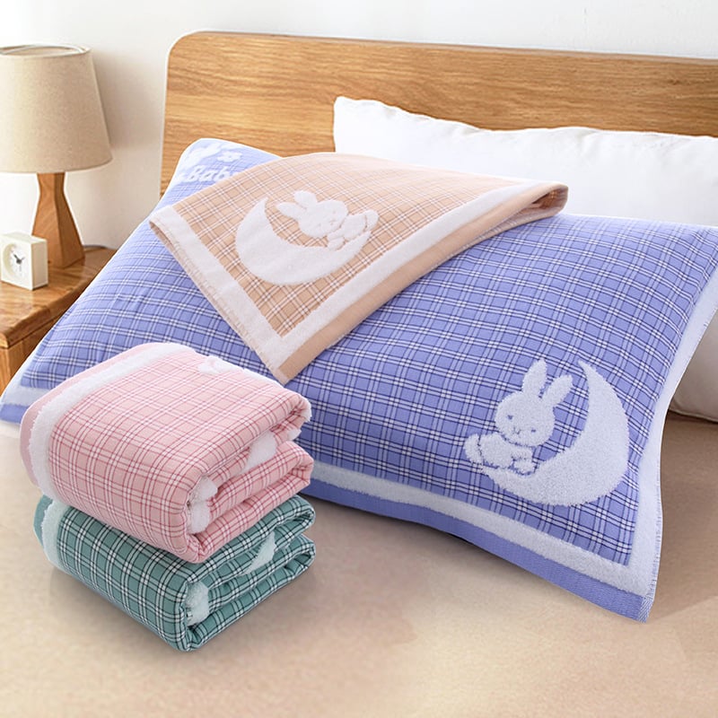 Pagalvės uždangalas iš 100% medvilnės su džakardo raštu Moon Rabbit, purus medvilnė, minkštas ir patogus dizainas