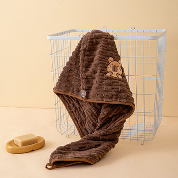 Șapcă de uscare a părului din fleece coral, grosime 150d, greutate 30–49 g, pentru femei