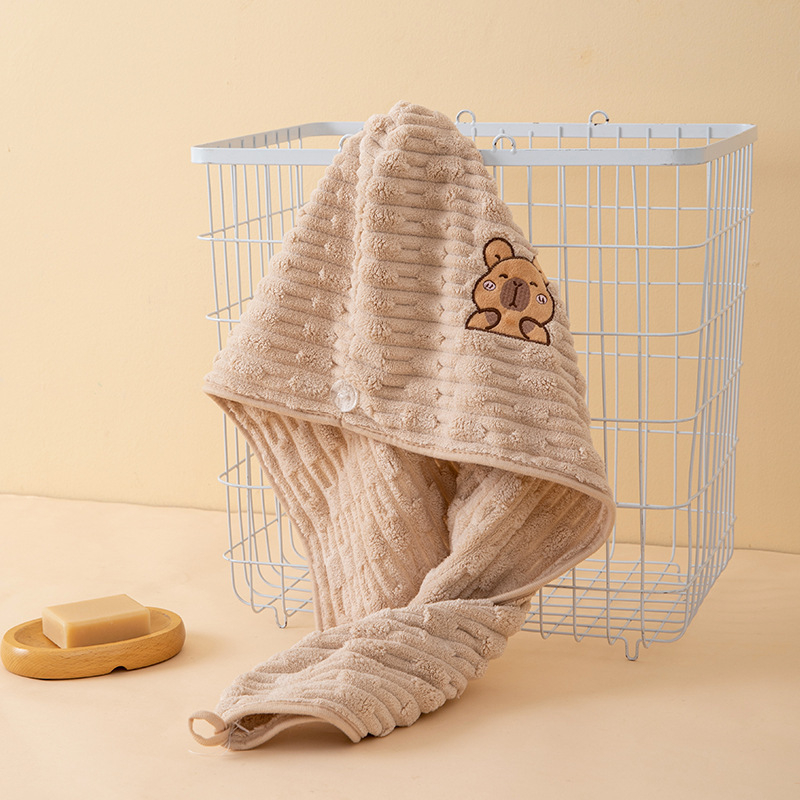 Șapcă de uscare a părului din fleece coral, grosime 150d, greutate 30–49 g, pentru femei