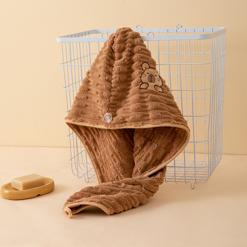 Șapcă de uscare a părului din fleece coral, grosime 150d, greutate 30–49 g, pentru femei