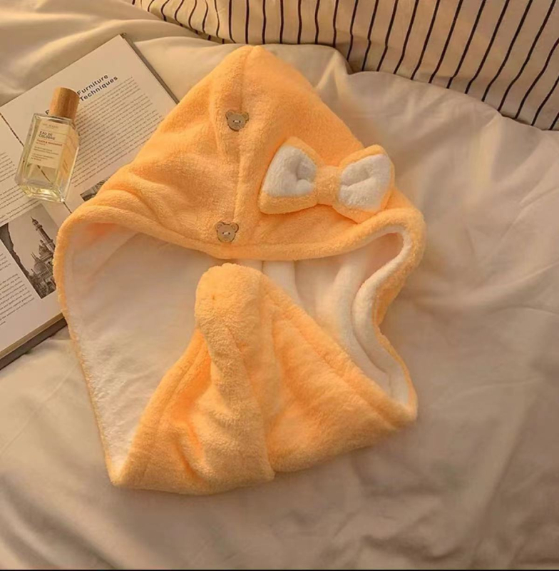 Căciulă de uscare a părului din fleece coral, 150D, țesătură simplă, peste 200 g, personalizabil