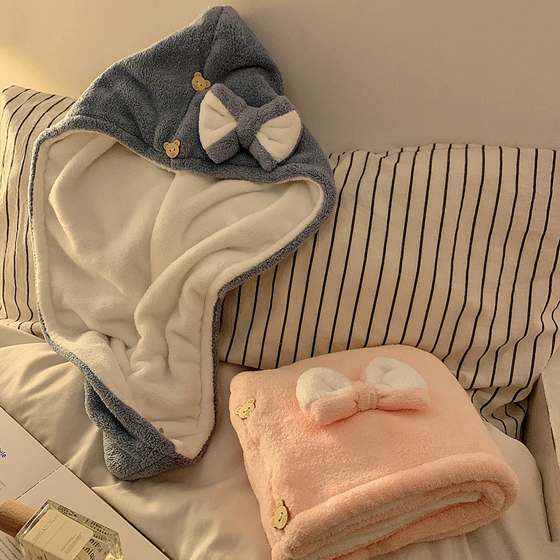 Căciulă de uscare a părului din fleece coral, 150D, țesătură simplă, peste 200 g, personalizabil