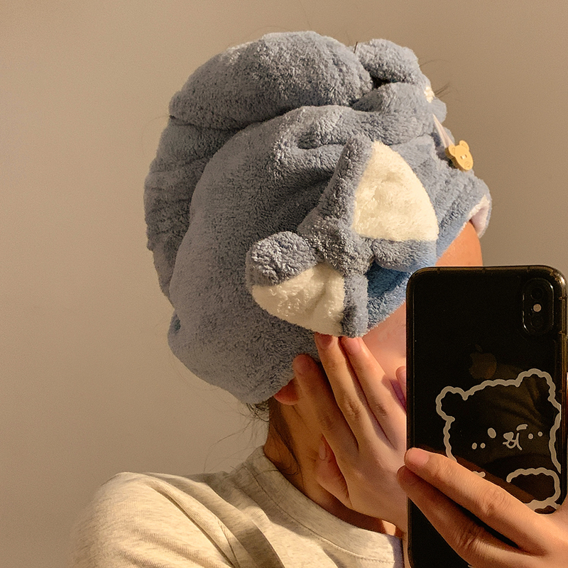 Căciulă de uscare a părului din fleece coral, 150D, țesătură simplă, peste 200 g, personalizabil