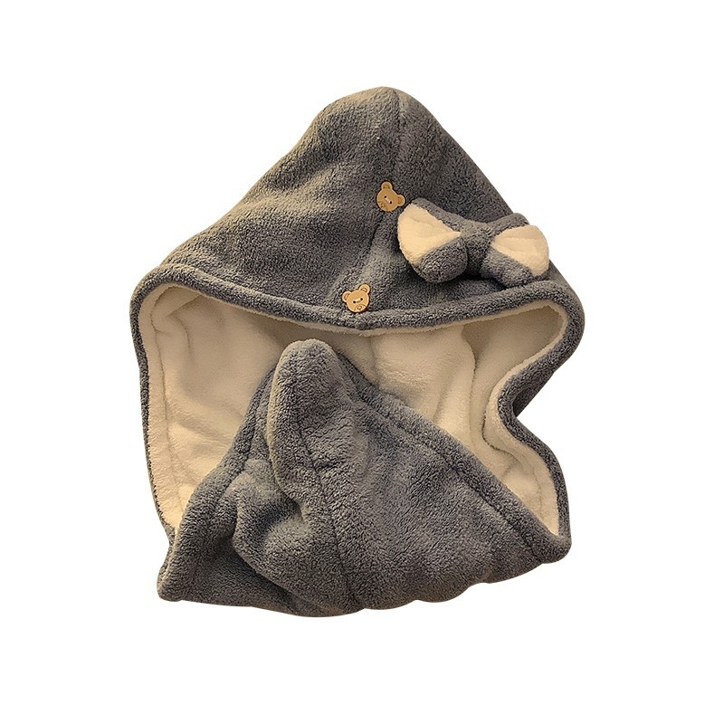 Căciulă de uscare a părului din fleece coral, 150D, țesătură simplă, peste 200 g, personalizabil