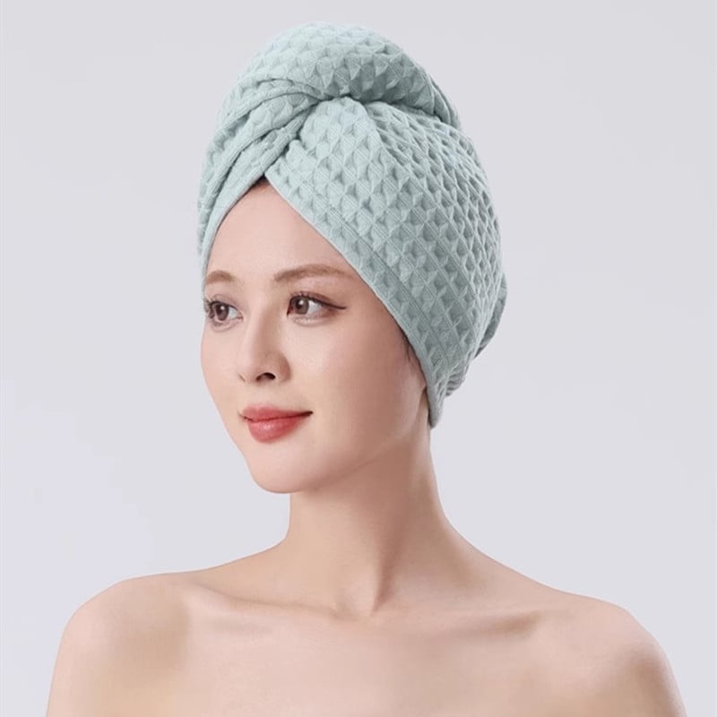 Pălărie pentru uscat părul, din bumbac 100% cu țesătură waffle, respirabilă și uscare rapidă, fir 32s, personalizabil