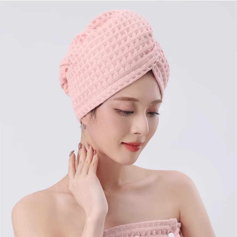 Pălărie pentru uscat părul, din bumbac 100% cu țesătură waffle, respirabilă și uscare rapidă, fir 32s, personalizabil