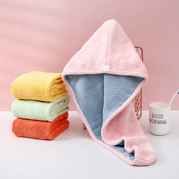 Șapcă de uscare a părului din velur coral dublu-strat, absorbantă și uscare rapidă, pentru femei, 80–99 g