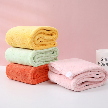 Șapcă de uscare a părului din velur coral dublu-strat, absorbantă și uscare rapidă, pentru femei, 80–99 g