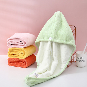 Șapcă de uscare a părului din velur coral dublu-strat, absorbantă și uscare rapidă, pentru femei, 80–99 g