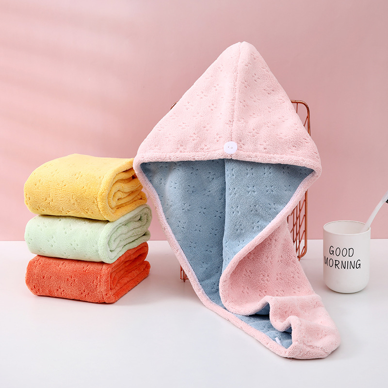 Șapcă de uscare a părului din velur coral dublu-strat, absorbantă și uscare rapidă, pentru femei, 80–99 g