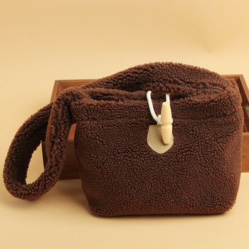 Laste plüüsi crossbody kott Korea stiilis hoiuruumiga