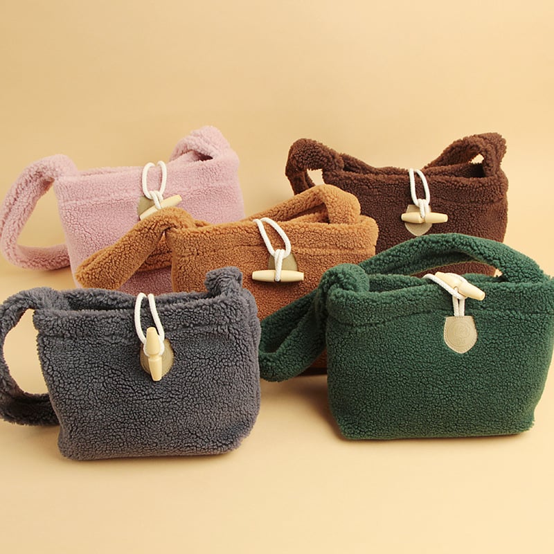 Laste plüüsi crossbody kott Korea stiilis hoiuruumiga