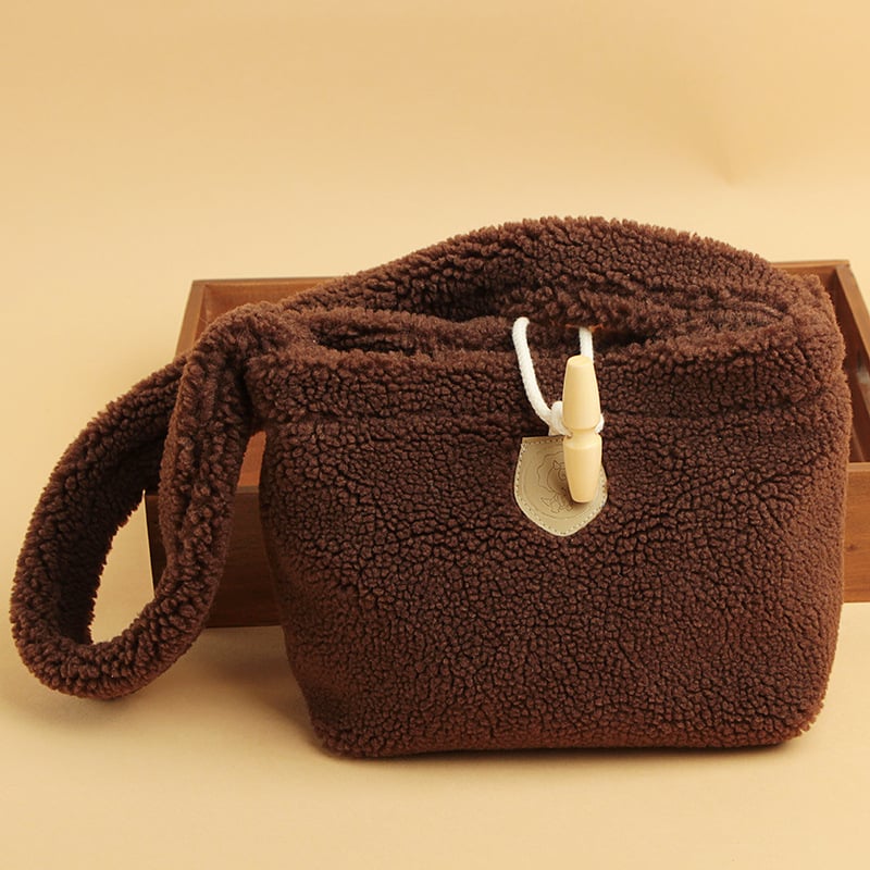 Laste plüüsi crossbody kott Korea stiilis hoiuruumiga