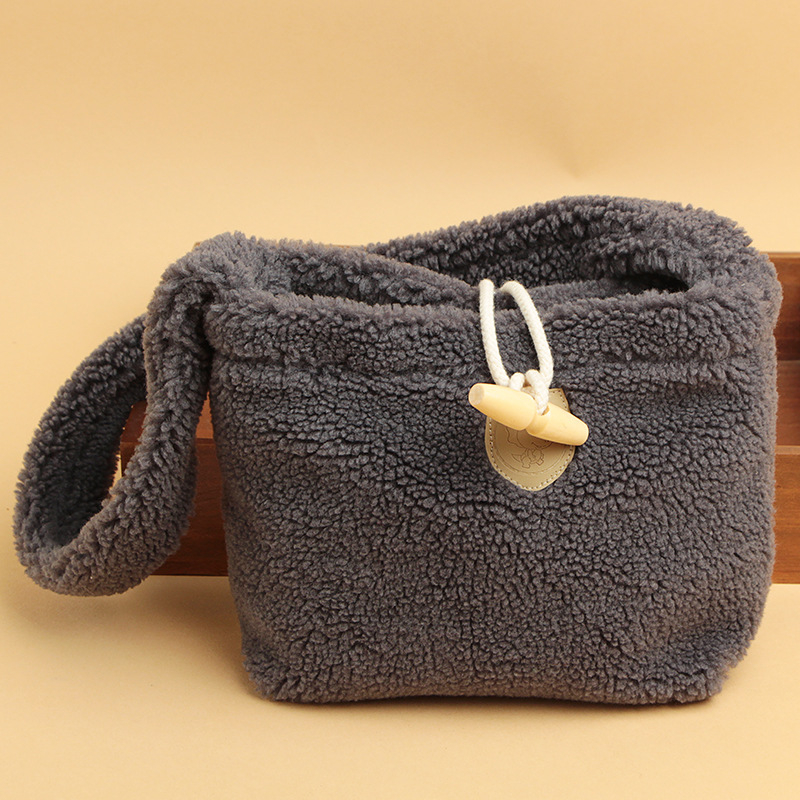 Laste plüüsi crossbody kott Korea stiilis hoiuruumiga