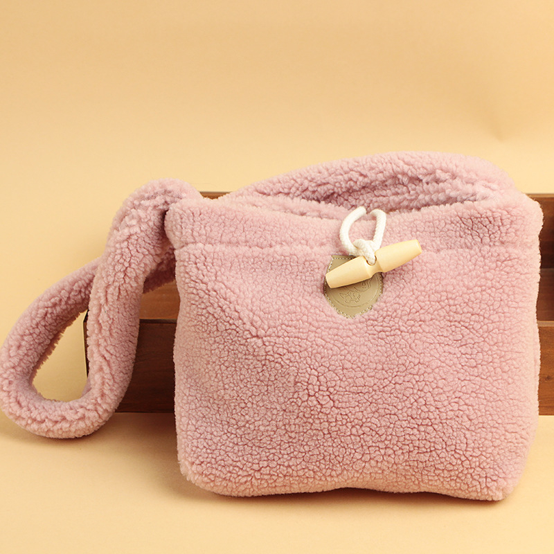 Laste plüüsi crossbody kott Korea stiilis hoiuruumiga