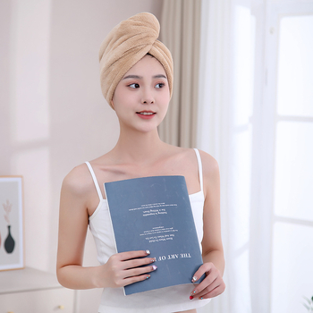 Căciulă de uscare a părului pentru femei, dublu strat, uscare rapidă, pentru păr lung, broderie cu desen animat, fleece coral, jacquard 150D, 80–99 g