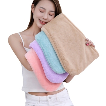 Căciulă de uscare a părului pentru femei, dublu strat, uscare rapidă, pentru păr lung, broderie cu desen animat, fleece coral, jacquard 150D, 80–99 g