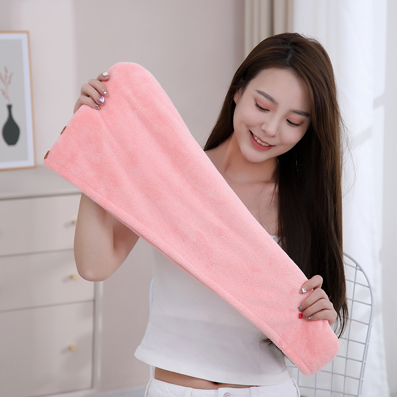 Căciulă de uscare a părului pentru femei, dublu strat, uscare rapidă, pentru păr lung, broderie cu desen animat, fleece coral, jacquard 150D, 80–99 g