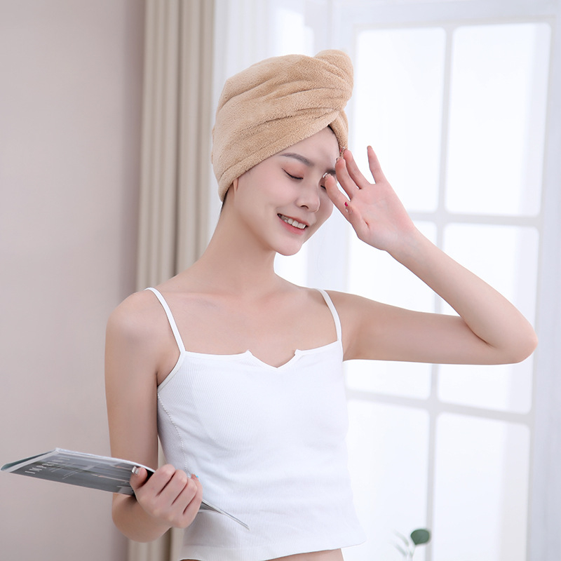 Căciulă de uscare a părului pentru femei, dublu strat, uscare rapidă, pentru păr lung, broderie cu desen animat, fleece coral, jacquard 150D, 80–99 g