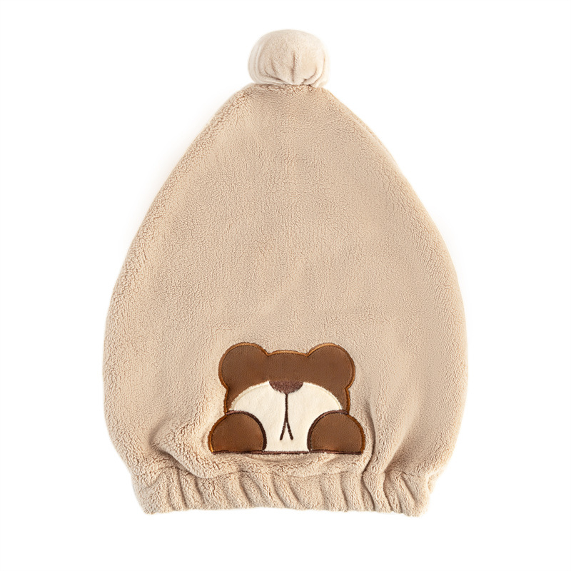 Șapcă de uscare a părului din fleece coral cu model desen animat, uscare rapidă, 32s fire, 80–99 g