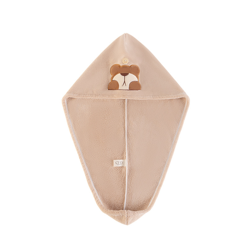 Șapcă de uscare a părului din fleece coral cu model desen animat, uscare rapidă, 32s fire, 80–99 g