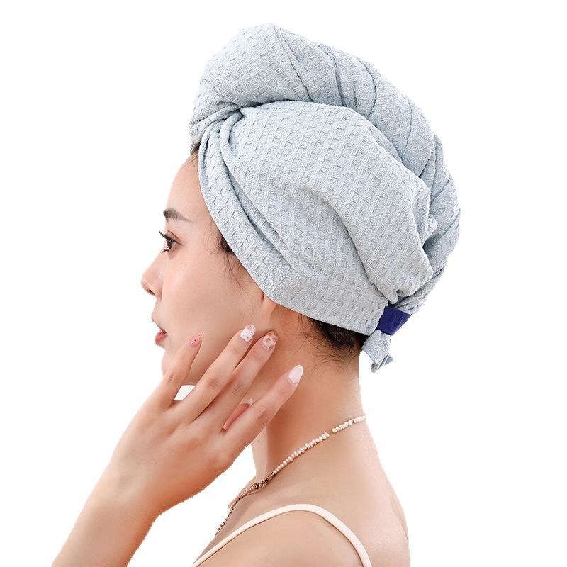 Pălărie de uscare a părului cu textură de waffles, super-absorbentă, uscare rapidă, pentru adulți; Brand: Wanyu; Material: poliester; Număr produs: Waffle Drying Hair Cap; Fir: 60 Count; Greutate: peste 200 g