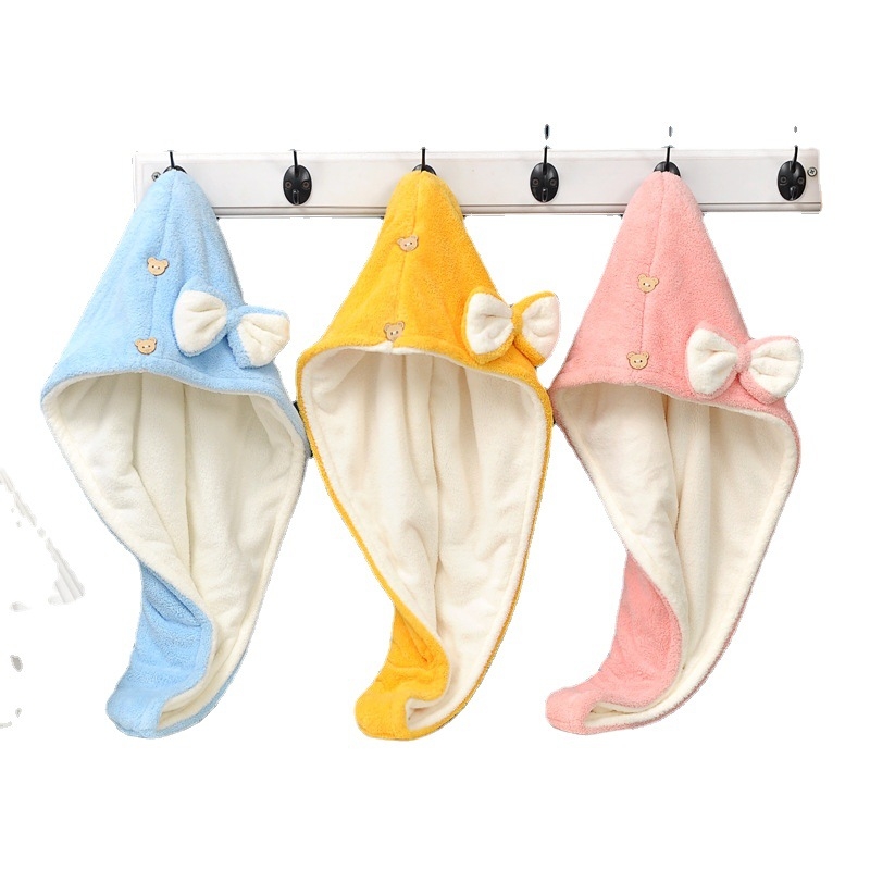 Șapcă de baie din coral fleece pentru uscat părul, absorbantă dublă, fir 32, greutate 170–199 g, țesătură Plain weave