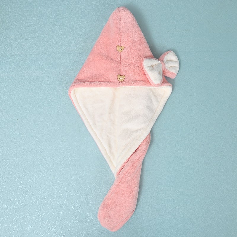 Șapcă de baie din coral fleece pentru uscat părul, absorbantă dublă, fir 32, greutate 170–199 g, țesătură Plain weave