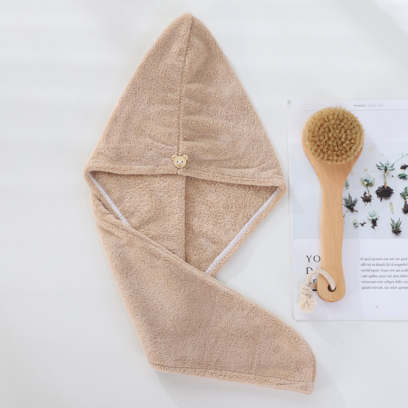 Șapcă pentru uscat părul din fleece coral, absorbție ridicată, uscare rapidă, fir 150D, greutate 50-79 g