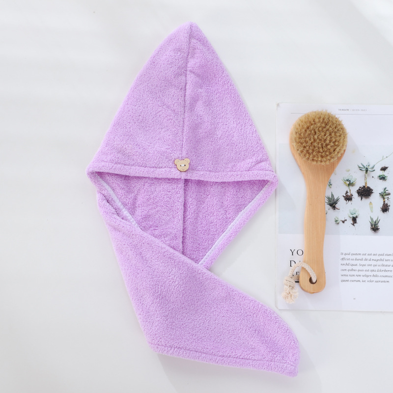 Șapcă pentru uscat părul din fleece coral, absorbție ridicată, uscare rapidă, fir 150D, greutate 50-79 g