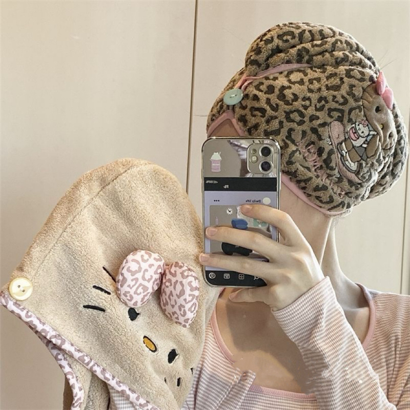 Šešir za sušenje kose od coral fleece s leopard uzorkom – 150D, 80–99 g, izšivanje, šivanje i tisak, prilagodljivo