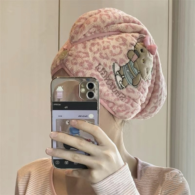 Šešir za sušenje kose od coral fleece s leopard uzorkom – 150D, 80–99 g, izšivanje, šivanje i tisak, prilagodljivo