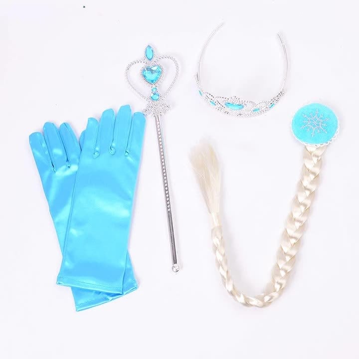 Printsesside riietumisekomplekt: kroon, võlupulk, kindad ja marli seelik kristallaktsentidega lastele