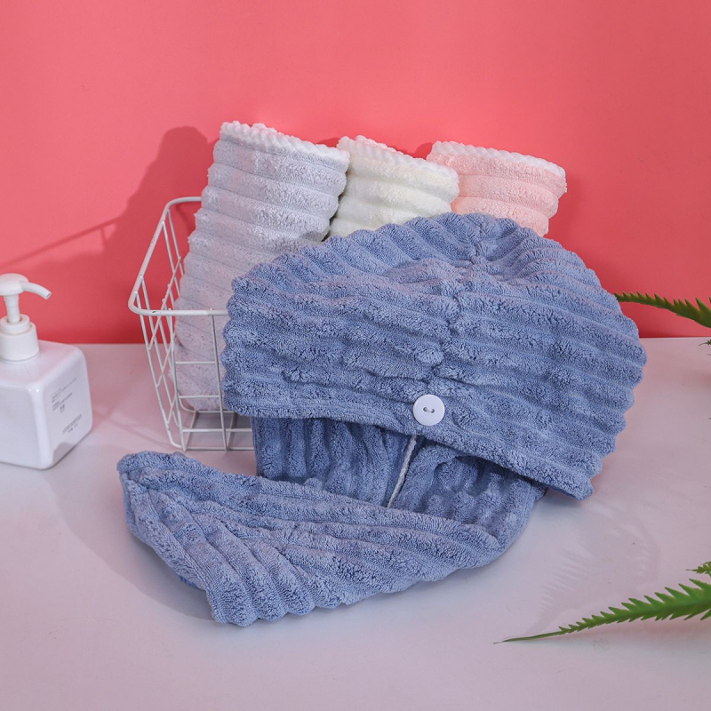 Šešir za sušenje kose za žene; debeli i vrlo upijajući; materijal koralno velvet; pređa 150D; težina 50–79 g; šivana konstrukcija; mogućnost prilagodbe